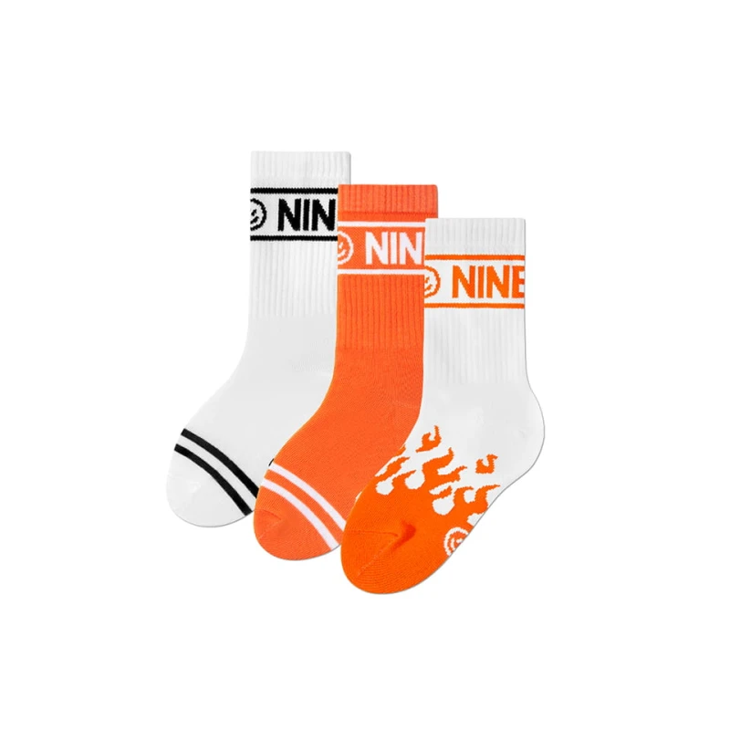 Zestaw skarpetek sportowych NINETIES CREW WHITE FLAMES KIDS 3 PACK   