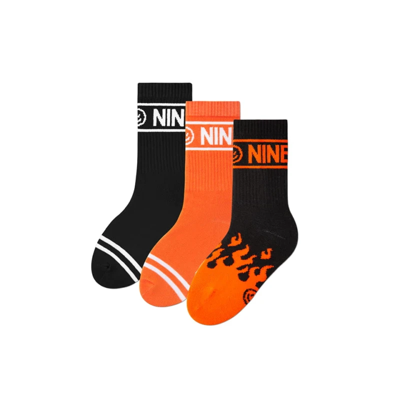 Zestaw skarpetek sportowych NINETIES CREW BLACK FLAMES KIDS 3 PACK    