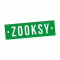 Zielone logo z białym napisem „ZOOKSY”